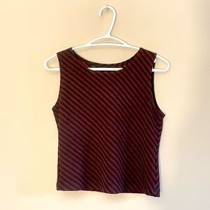 Vintage 90s Striped Black & Red Diagonal Tank Top